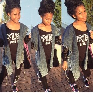 Jean/Leather hooded jacket