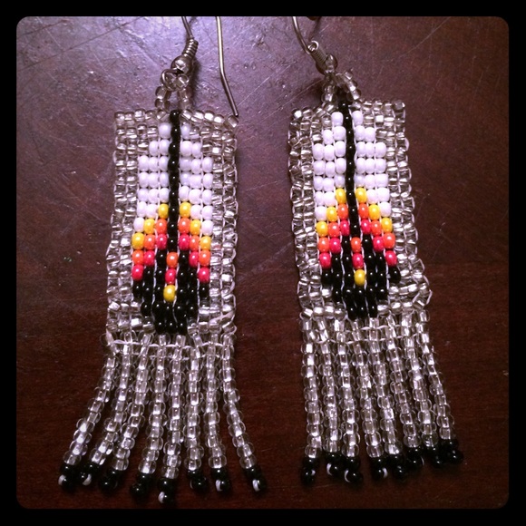 Handmade beaded Aztec earrings