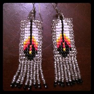Handmade beaded Aztec earrings