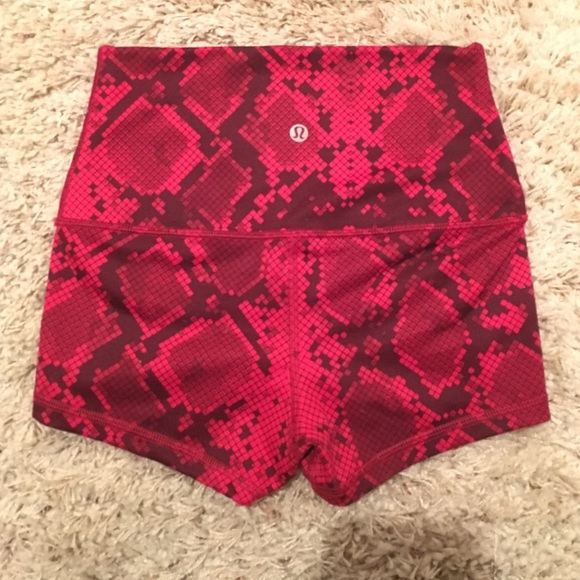 Red lululemon patterned shorts