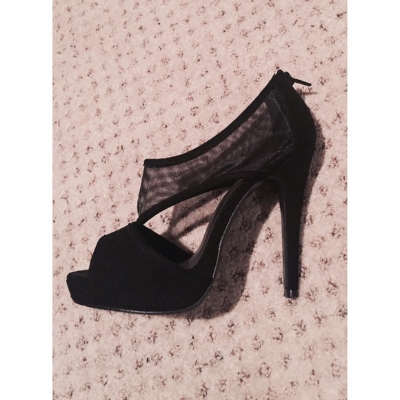 Black Mesh Heels