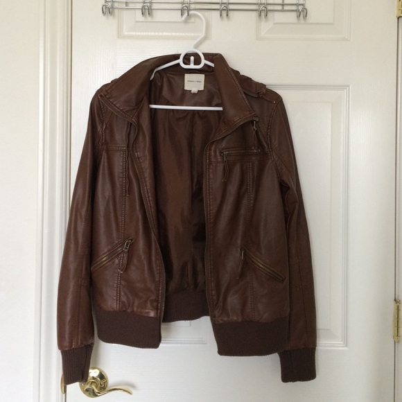 Urban outfitters brown leather jacket