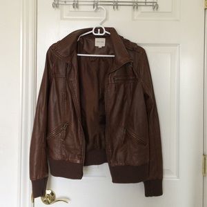 Urban outfitters brown leather jacket