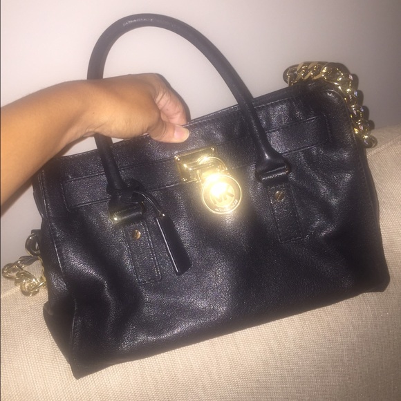 Michael Kors Hamilton Satchel - Black Leather