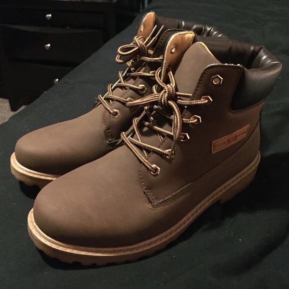Faux Timberland Boots in Dark Brown