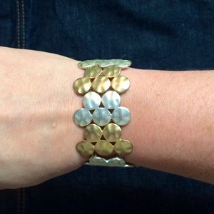 Silver and gold LOFT hammered dot bracelet