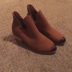 Brown suede booties
