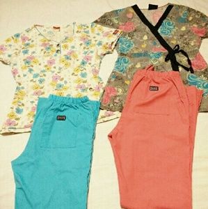 Dickies + Jadyn Rose scrub tops + 3 Cherokee btms