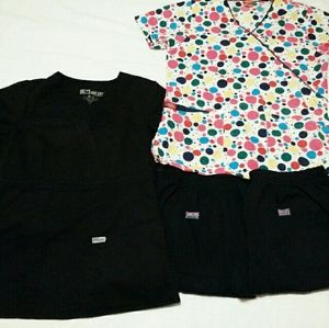 Grey's Anatomy black + Dickies Scrub Tops + 2 Btms