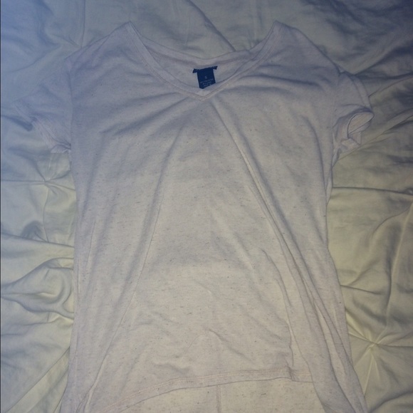 Beige high-lo v-neck t-shirt - Picture 1 of 1