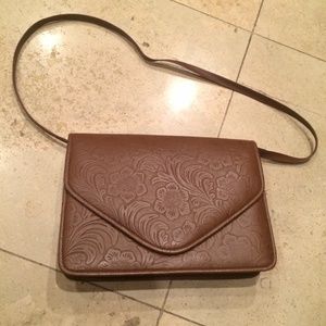 Leather Floral Print Purse