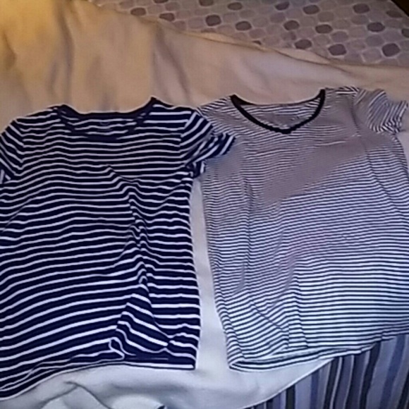 Two black and white stripe tees