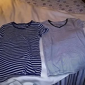 Two black and white stripe tees