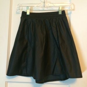 Black Leather Skater Skirt
