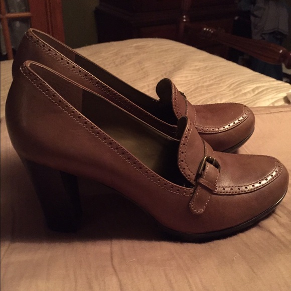 Brown leather heels