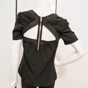 UO Sparkle/Fade Cut Back Top S BLK