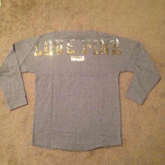 PINK Victoria's Secret Tops - VS PINK bling varsity crew- small