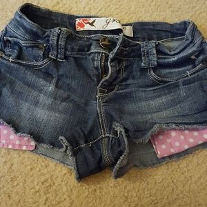 Blue dark wash jean shorts