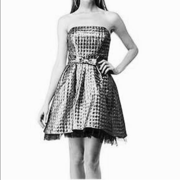 Strapless Metallic Silver Dress NYE - Picture 2 of 2