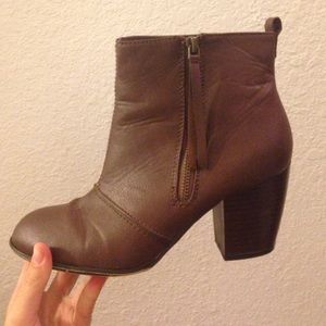 Brown heeled booties