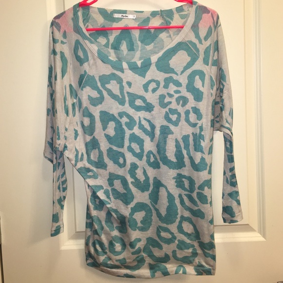 Slouchy Turquoise leopard print shirt