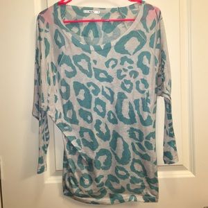 Slouchy Turquoise leopard print shirt