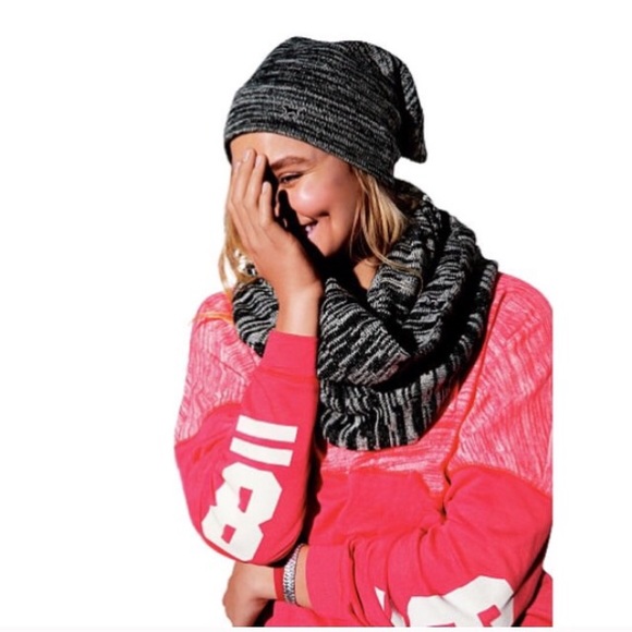 Victoria's Secret Accessories - VS Pink Grey Marl Scarf & Beanie