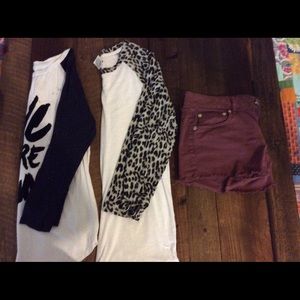 Bundle 2 baseball tees and maroon AE shorts