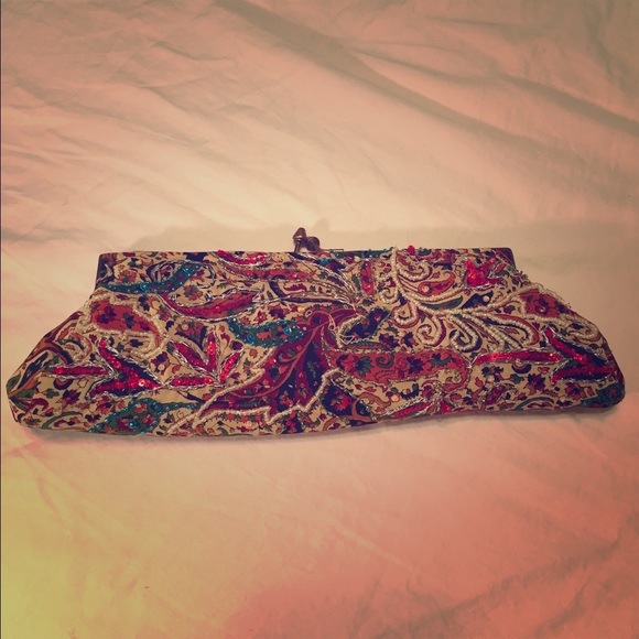 Beaded paisley clutch