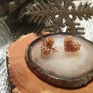 Hand Sewn Swarovski Heart earrings