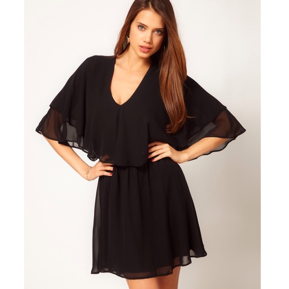 ASOS black mini dress with Cape