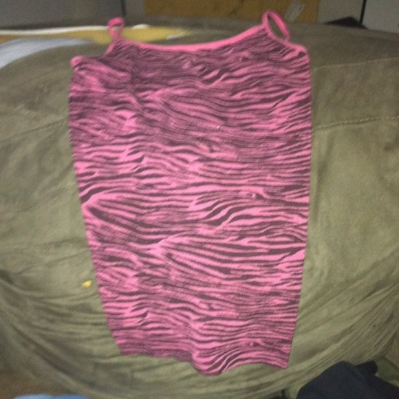 Pink and black zebra tank top