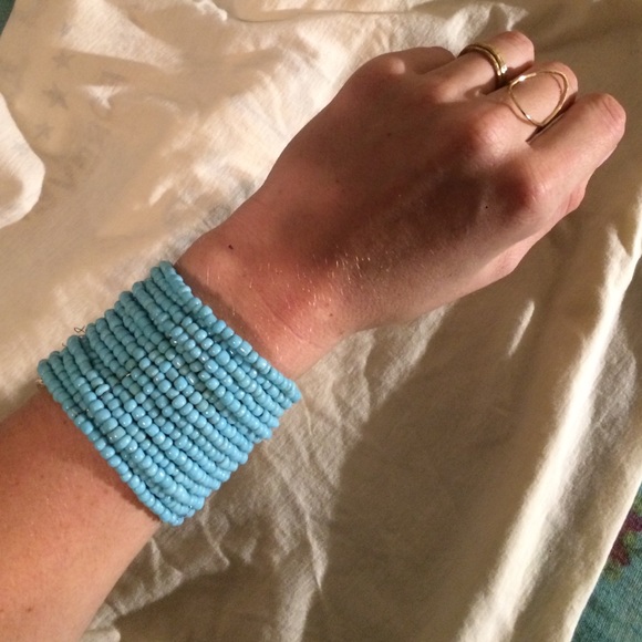 Blue beaded cuff