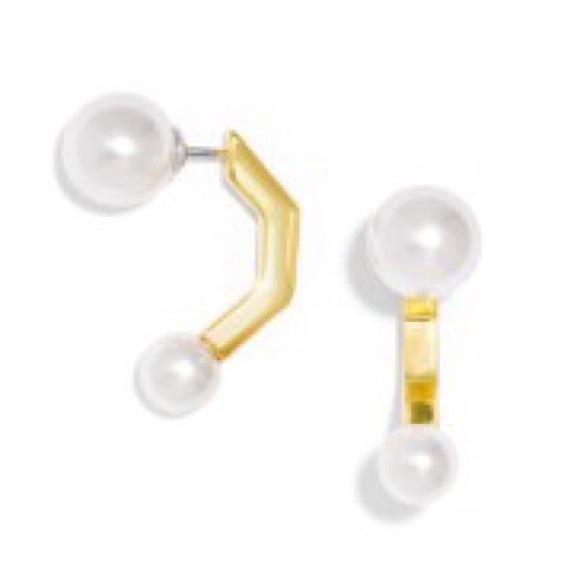 BaubleBar pearl hardware ear jacket earrings