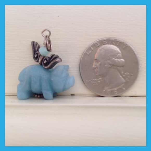 CUTE BLUE PIG CHARM OR NECKLACE - Picture 2 of 4