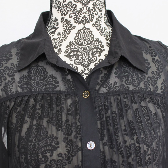 Sheer Button Down Top - Picture 2 of 4