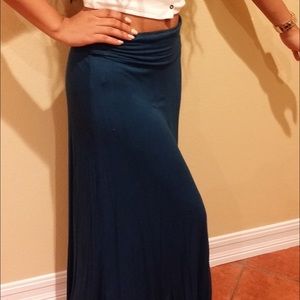 Long blue green skirt