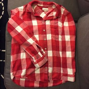 Madewell red and white flannel shirt