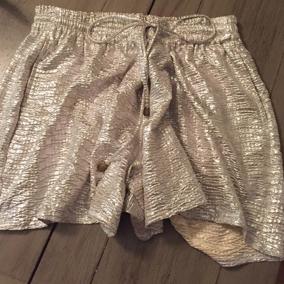 Anthropologie silver shimmer shorts