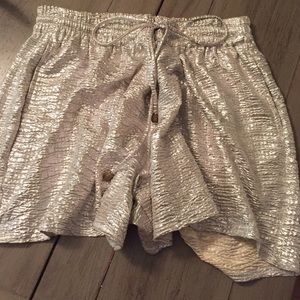 Anthropologie silver shimmer shorts