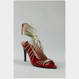 Red/gold wrap around sandal