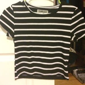 black and white striped crop top