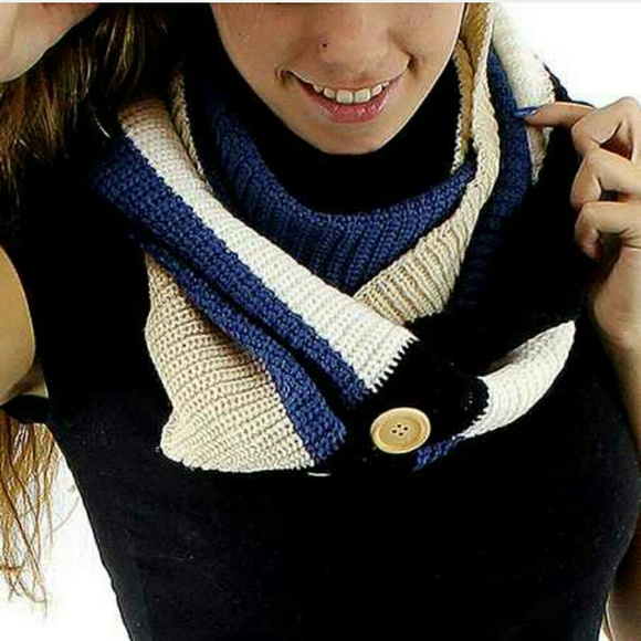 Navy and cream infinity scarf