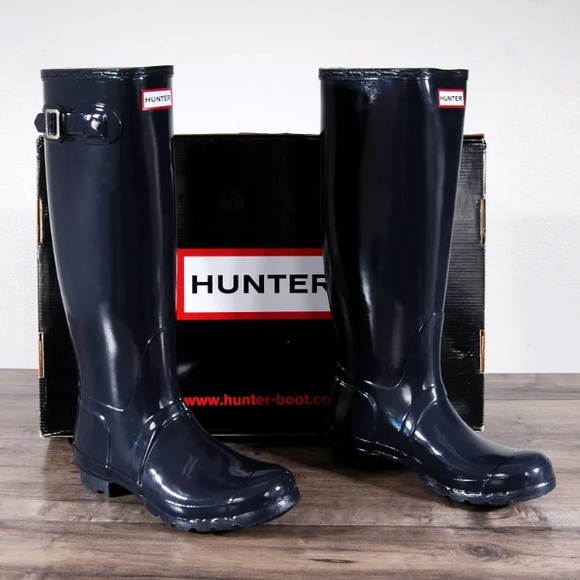 Hunter Boots Tall Original Navy Gloss US8