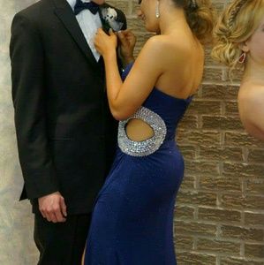Jovani navy blue shimmer prom dress size 2