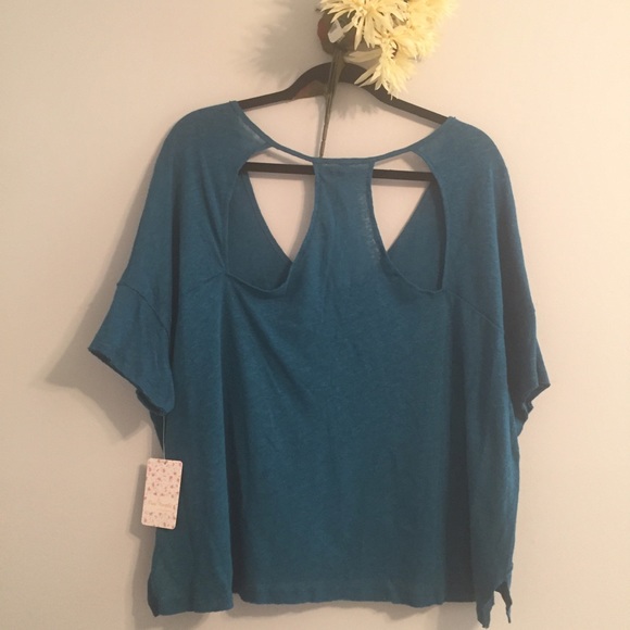 NEW NWT Free People blue turquoise shirt - Picture 3 of 4