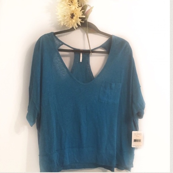 NEW NWT Free People blue turquoise shirt - Picture 4 of 4