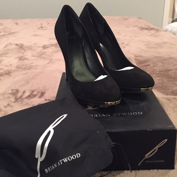 B Brian Atwood Black Suede Fredrique Pumps