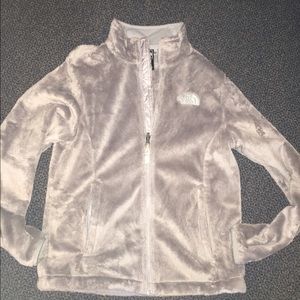 Gray fuzzy medium North Face zip up jacket!