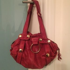 Gustto Red Leather "Baca" Shoulder Bag